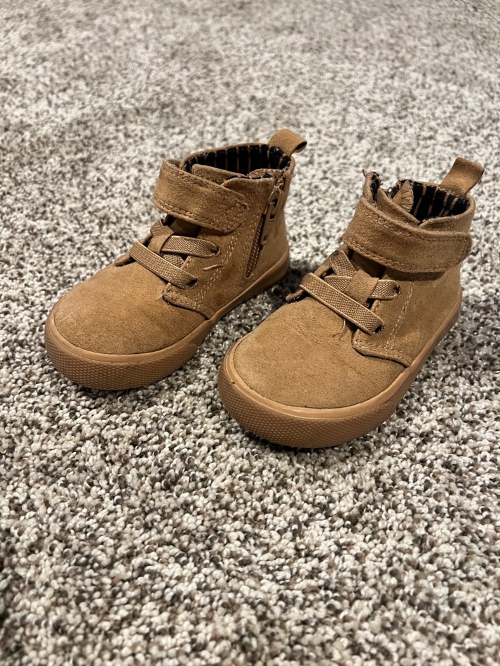 Kids Brown Suede High-Top Sneakers